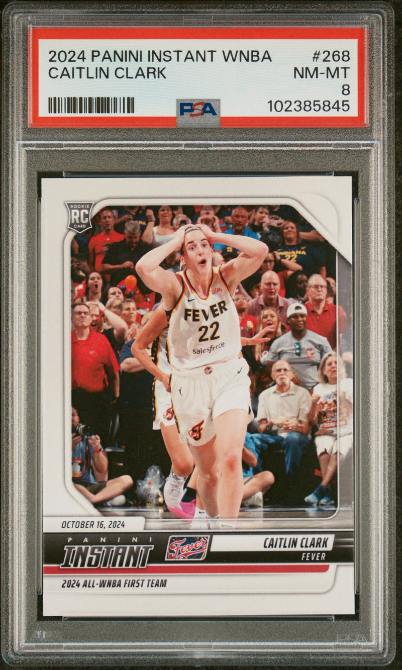 Graded 2024 Panini Instant WNBA Caitlin Clark #268 Rookie RC Basketball Card PSA 8 Near Mint