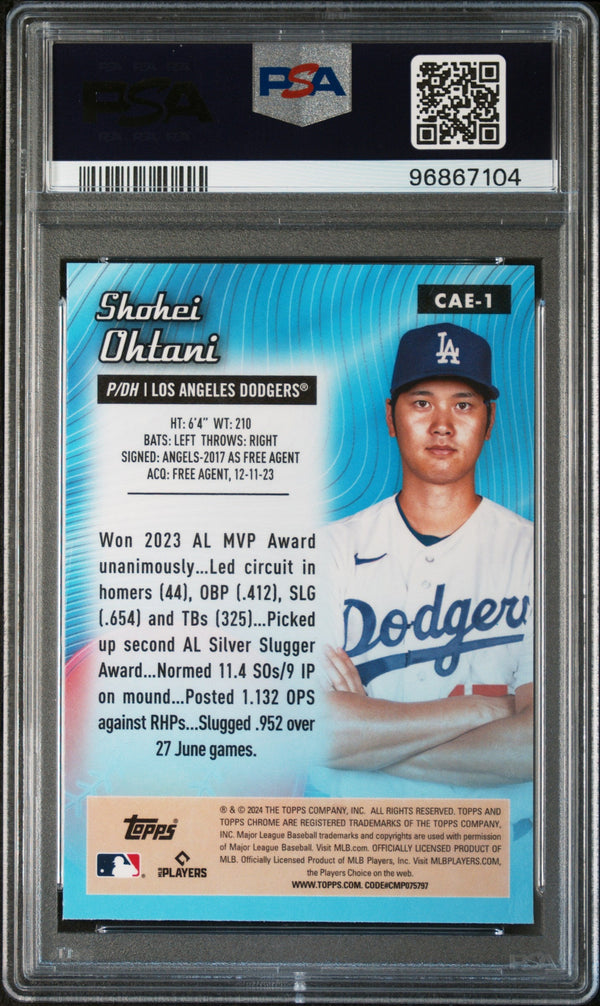 Graded 2024 Topps Chrome Shohei Ohtani #CAE1 All Etch Baseball Card PSA 10 Gem Mint