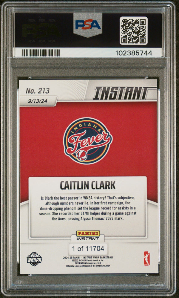 Graded 2024 Panini Instant WNBA Caitlin Clark #213 Rookie RC Basketball Card PSA 6 Excellent Mint