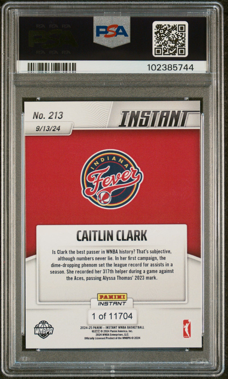 Graded 2024 Panini Instant WNBA Caitlin Clark #213 Rookie RC Basketball Card PSA 6 Excellent Mint