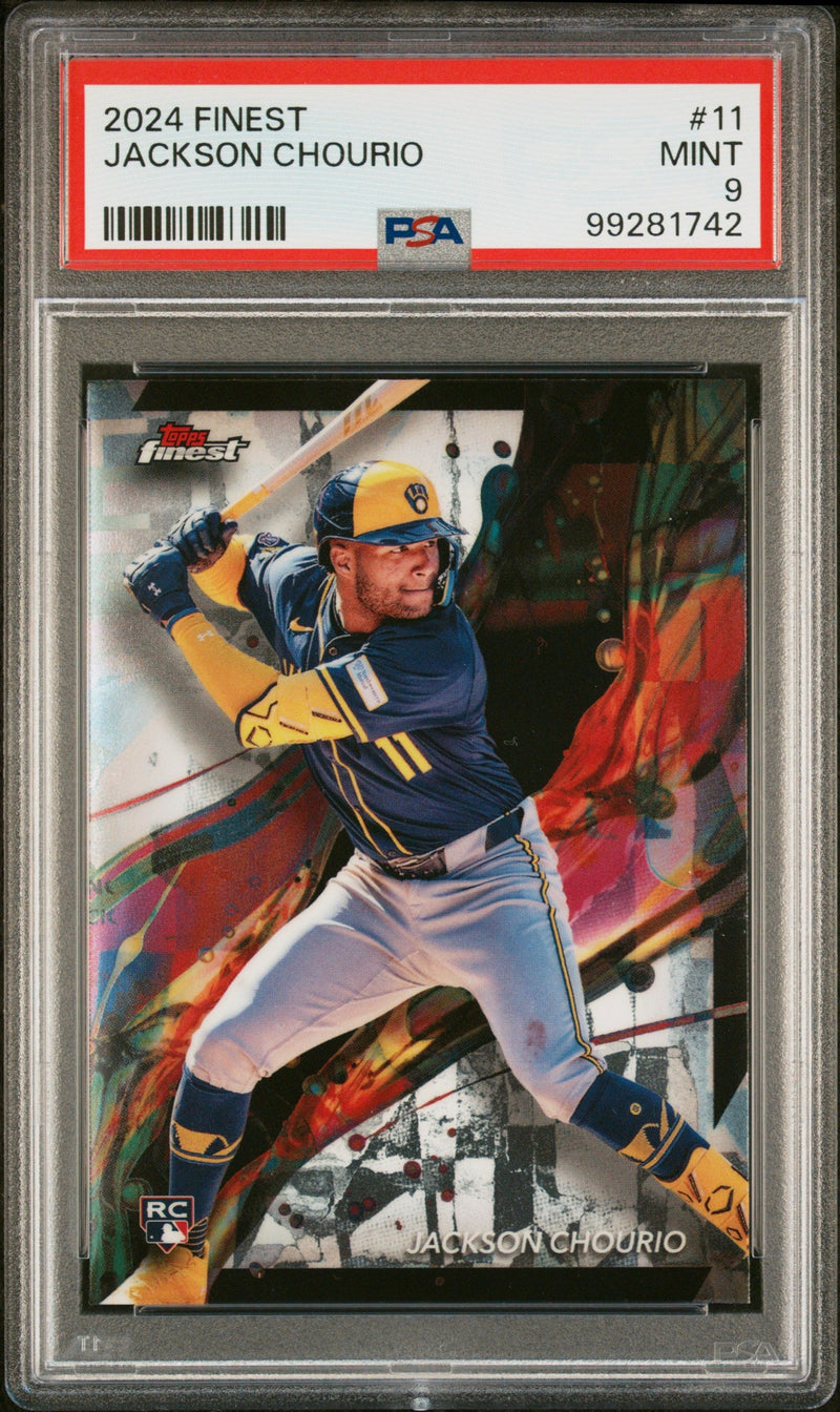 Graded 2024 Topps Finest Jackson Chourio #11 Rookie RC Baseball Card PSA 9 Mint
