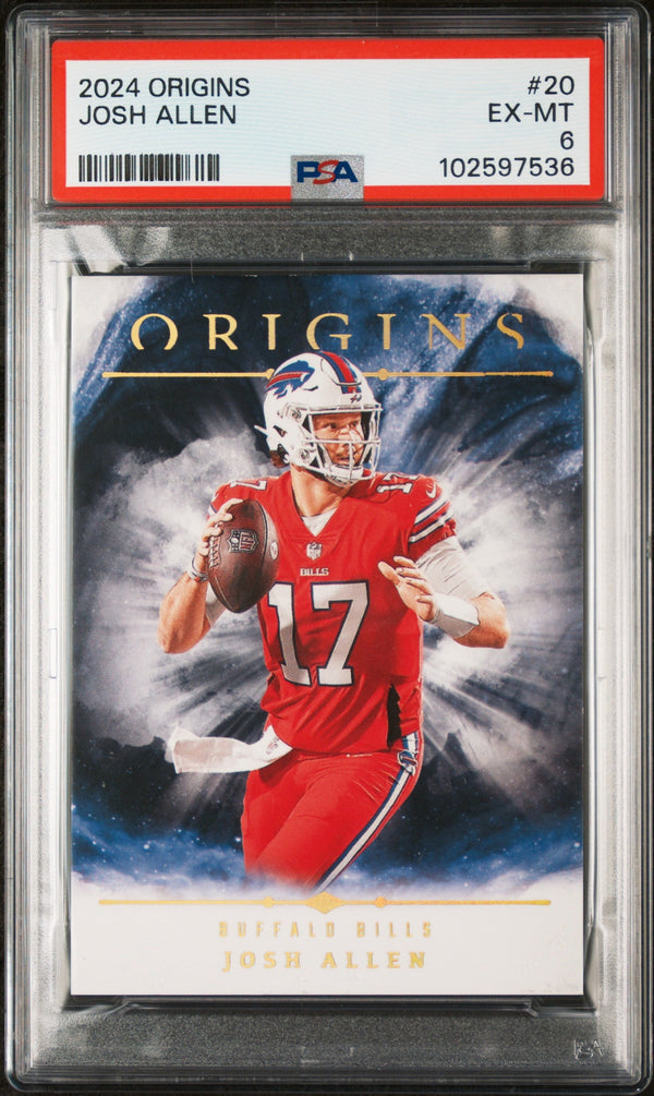 Graded 2024 Panini Origins Josh Allen #20 Football Card PSA 6 Excellent Mint