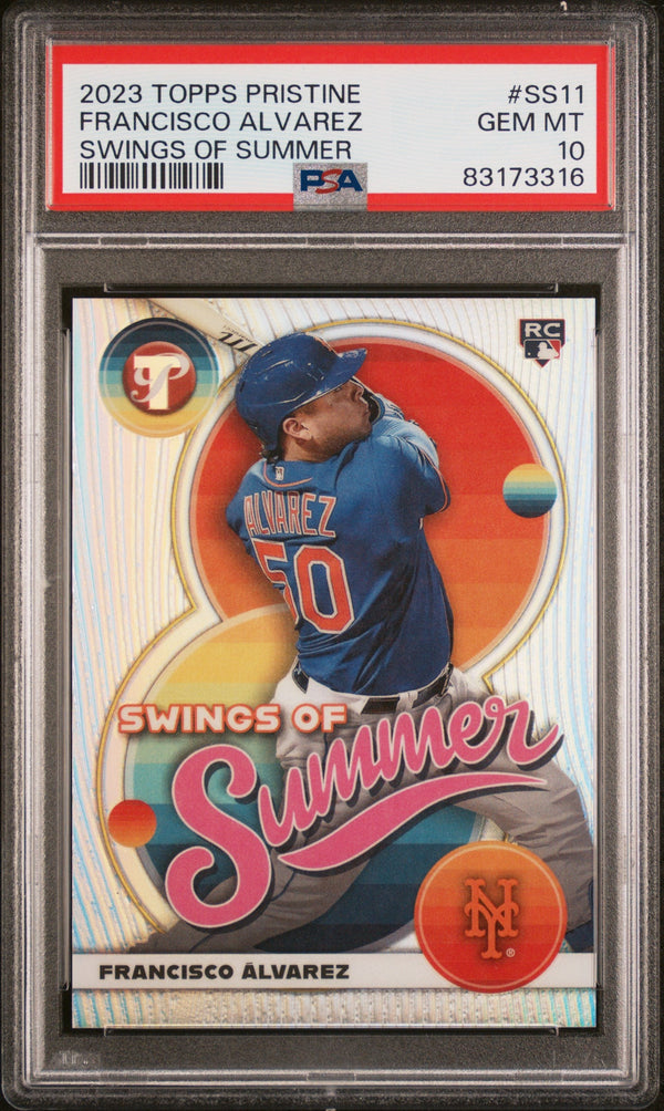 Graded 2023 Topps Pristine Francisco Alvarez #SS11 Swings of Summer Rookie RC Baseball Card PSA 10 Gem Mint