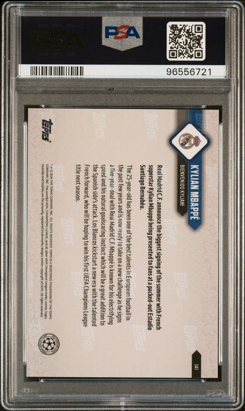 Graded 2024 Topps Now UCL Kylian Mbappe #141 Soccer Card PSA 8 Near Mint