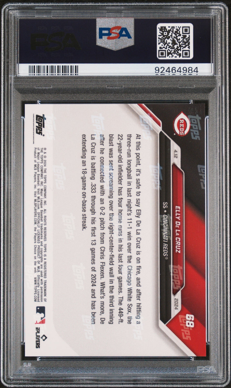 Graded 2024 Topps Now Elly De La Cruz #68 Rookie RC Baseball Card PSA 10 Gem Mint