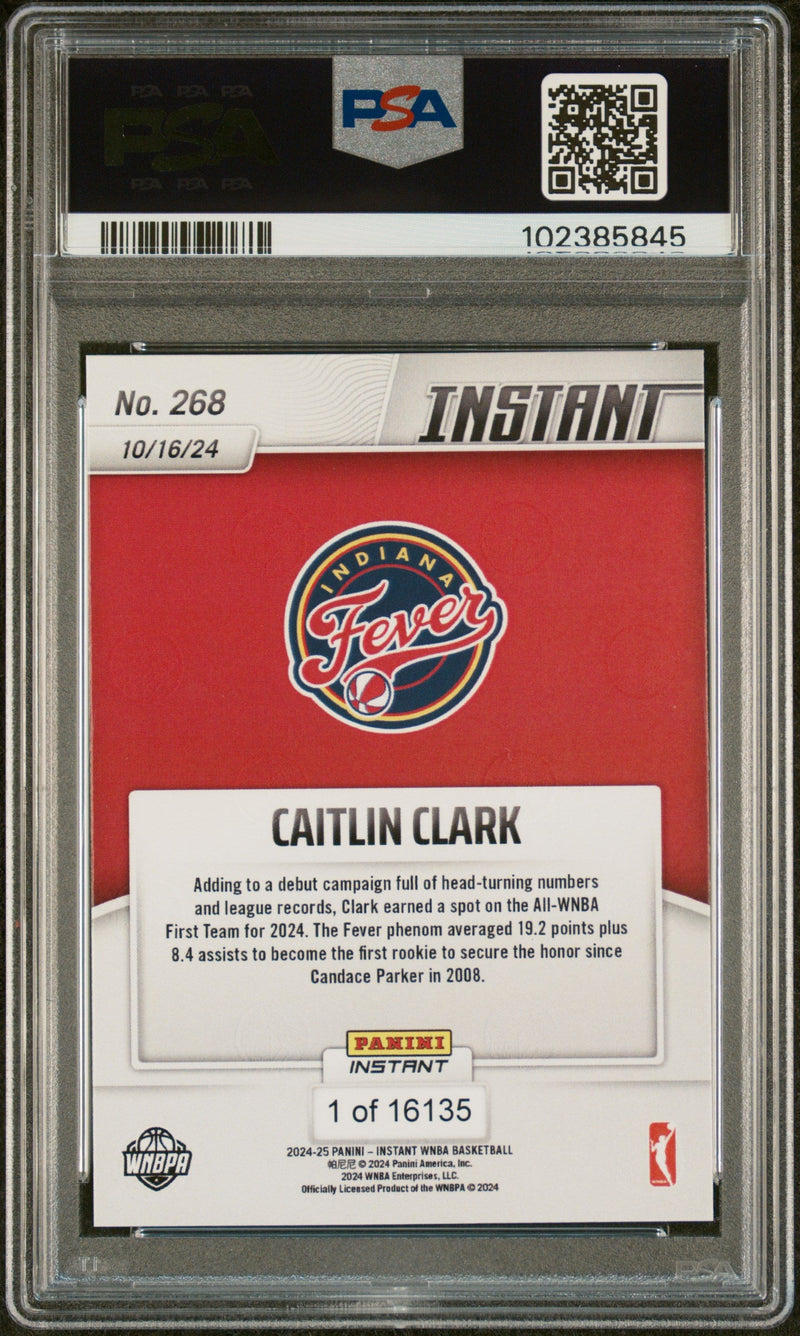 Graded 2024 Panini Instant WNBA Caitlin Clark #268 Rookie RC Basketball Card PSA 8 Near Mint