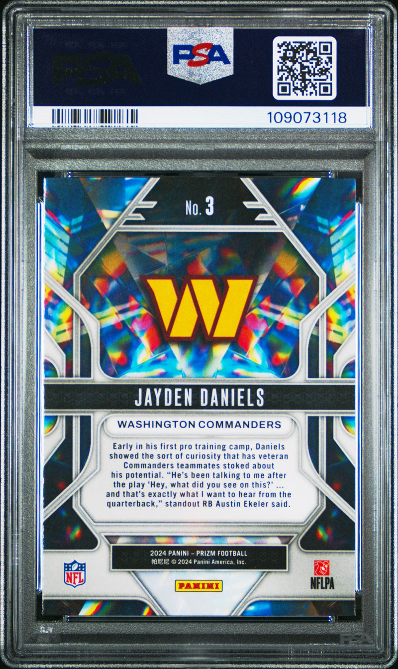 Graded 2024 Panini Prizm Jayden Daniels #3 Prizmatic Rookie RC Football Card PSA 10 Gem Mint
