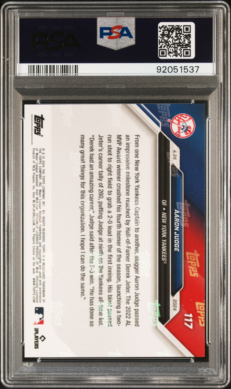 Graded 2024 Topps Now Aaron Judge #117 Baseball Card PSA 10 Gem Mint