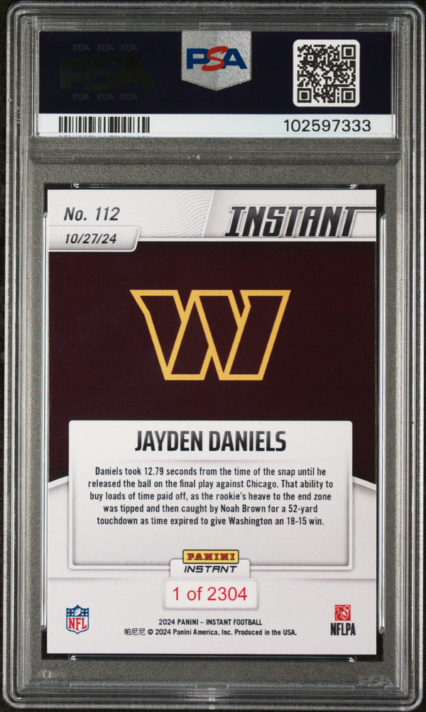 Graded 2024 Panini Instant NFL Jayden Daniels #112 Rookie RC Football Card PSA 8 Near Mint