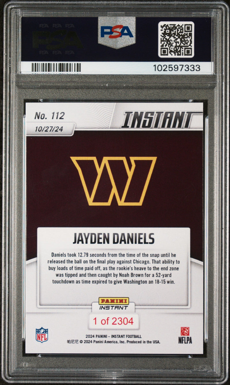 Graded 2024 Panini Instant NFL Jayden Daniels #112 Rookie RC Football Card PSA 8 Near Mint