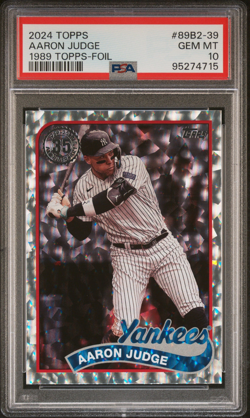 Graded 2024 Topps Aaron Judge #89B2-39 1989 Topps Foil Baseball Card PSA 10 Gem Mint