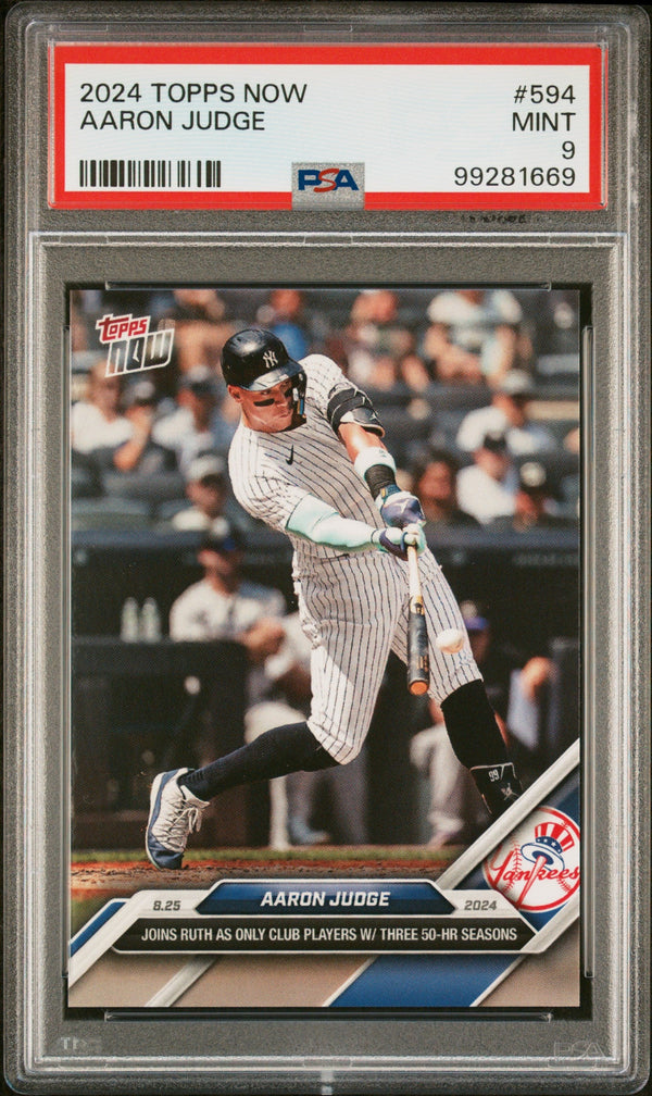 Graded 2024 Topps Now Aaron Judge #594 Baseball Card PSA 9 Mint