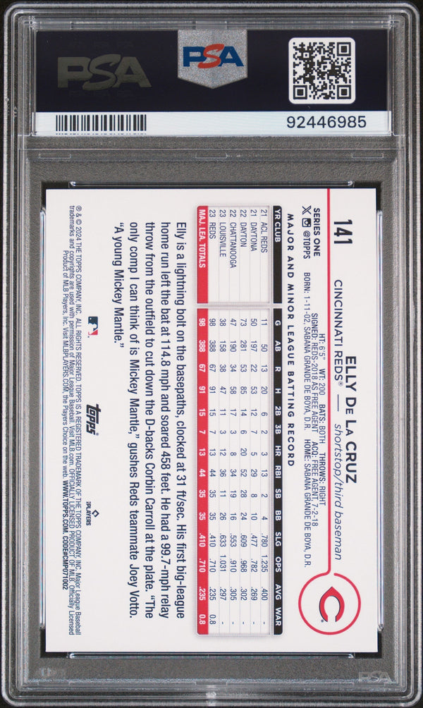 Graded 2024 Topps Elly De La Cruz #141 Rookie RC Baseball Card PSA 8 Near Mint