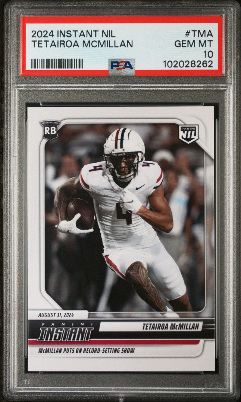 Graded 2024 Panini Instant NIL Tetairoa McMillan #TMA Rookie RC Football Card PSA 10 Gem Mint