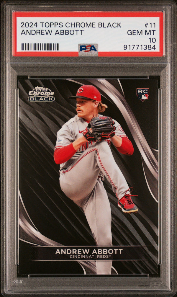 Graded 2024 Topps Chrome Black Andrew Abbott #11 Rookie RC Baseball Card PSA 10 Gem Mint