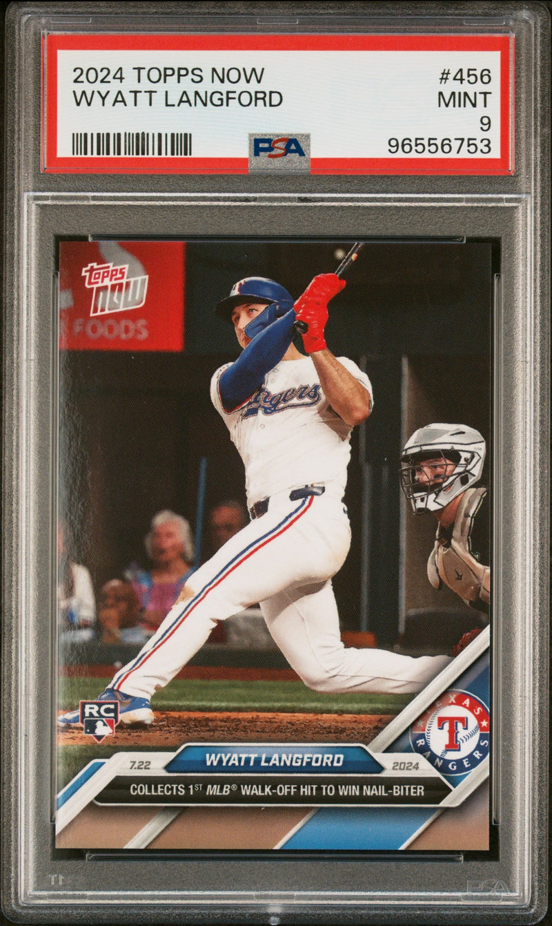 Graded 2024 Topps Now Wyatt Langford #456 Rookie RC Baseball Card PSA 9 Mint