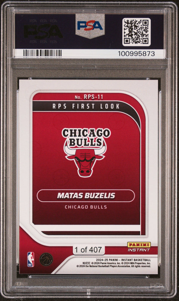 Graded 2024 Panini Instant NBA Matas Buzelis #11 RPS First Look Rookie RC Basketball Card PSA 9 Mint