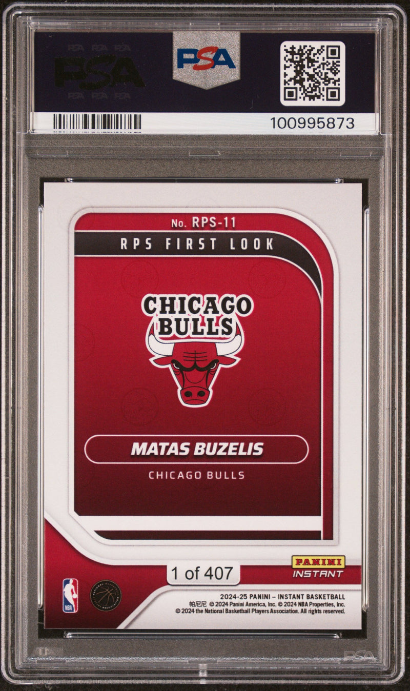 Graded 2024 Panini Instant NBA Matas Buzelis #11 RPS First Look Rookie RC Basketball Card PSA 9 Mint