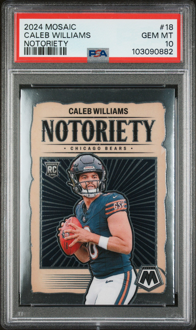 Graded 2024 Panini Mosaic Caleb Williams #18 Notoriety Rookie RC Football Card PSA 10 Gem Mint