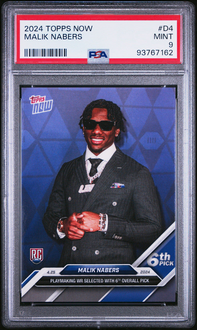 Graded 2024 Topps Now Malik Nabers #D4 Rookie RC Football Card PSA 9 Mint