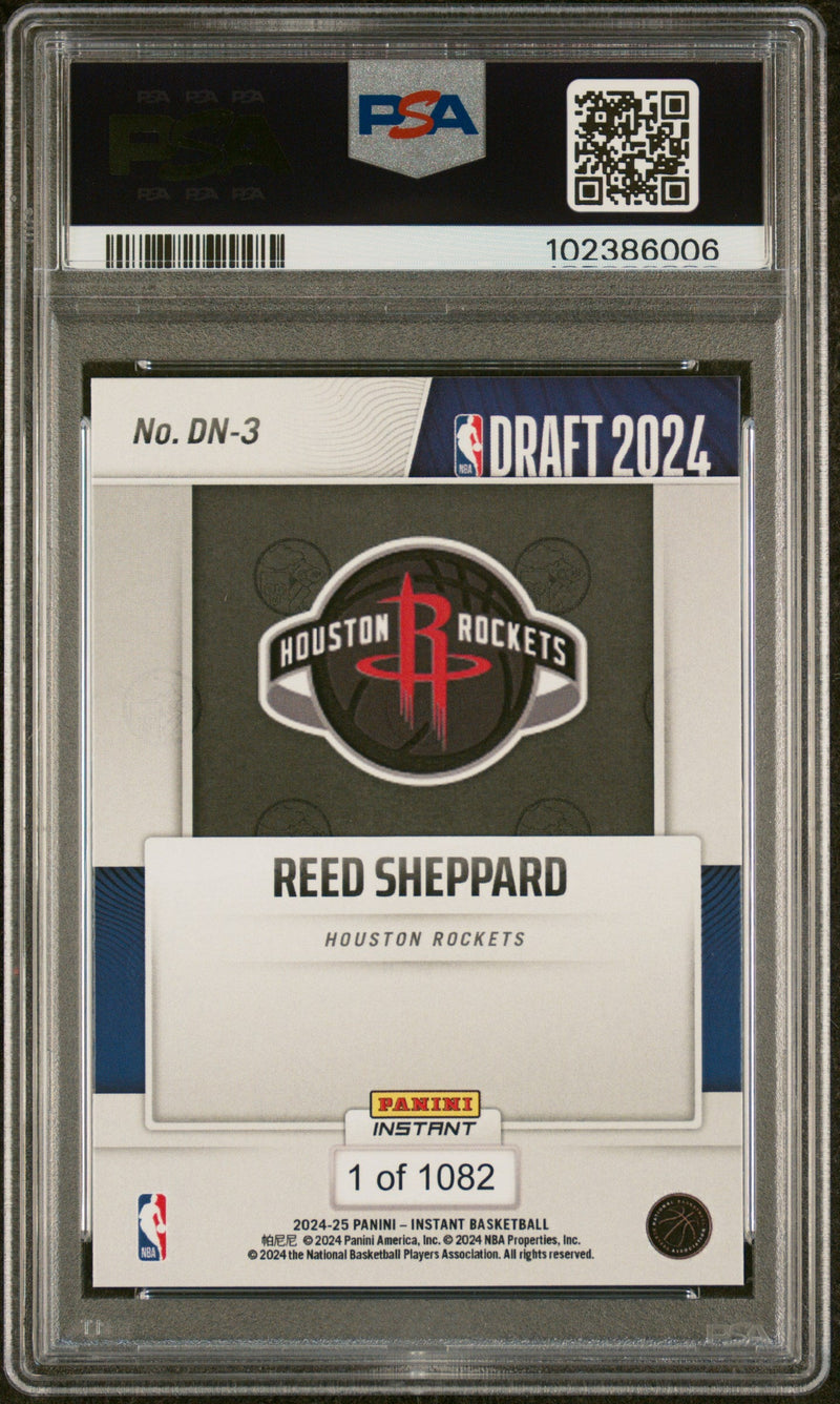 Graded 2024 Panini Instant NBA Reed Sheppard #DN3 Draft Night Rookie RC Basketball Card PSA 10 Gem Mint