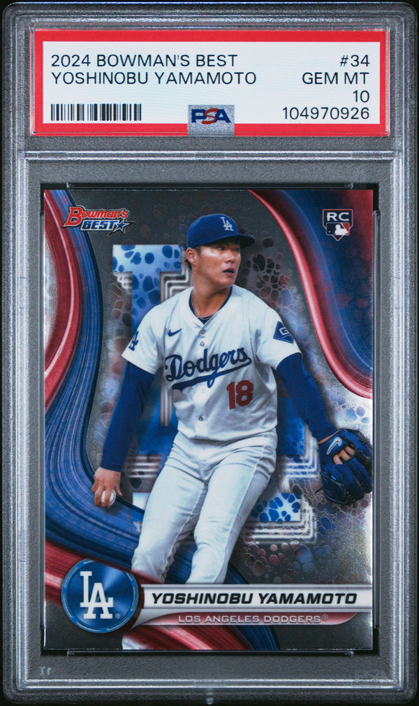 Graded 2024 Topps Bowmans Best Yoshinobu Yamamoto #34 Rookie RC Baseball Card PSA 10 Gem Mint