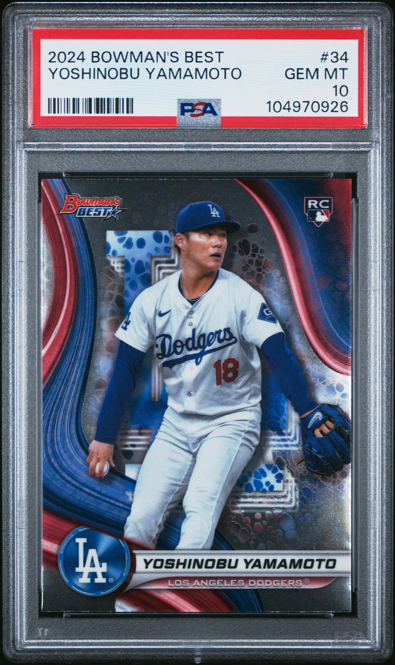 Graded 2024 Topps Bowmans Best Yoshinobu Yamamoto #34 Rookie RC Baseball Card PSA 10 Gem Mint