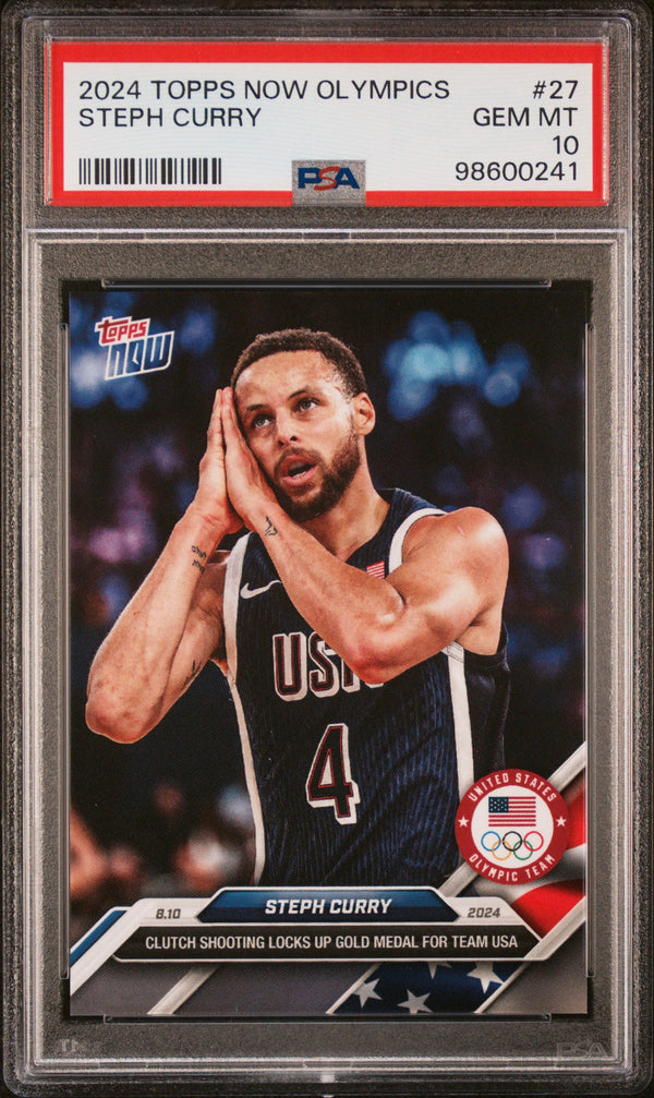 Graded 2024 Topps Now Olympics Steph Curry #27 Basketball Card PSA 10 Gem Mint