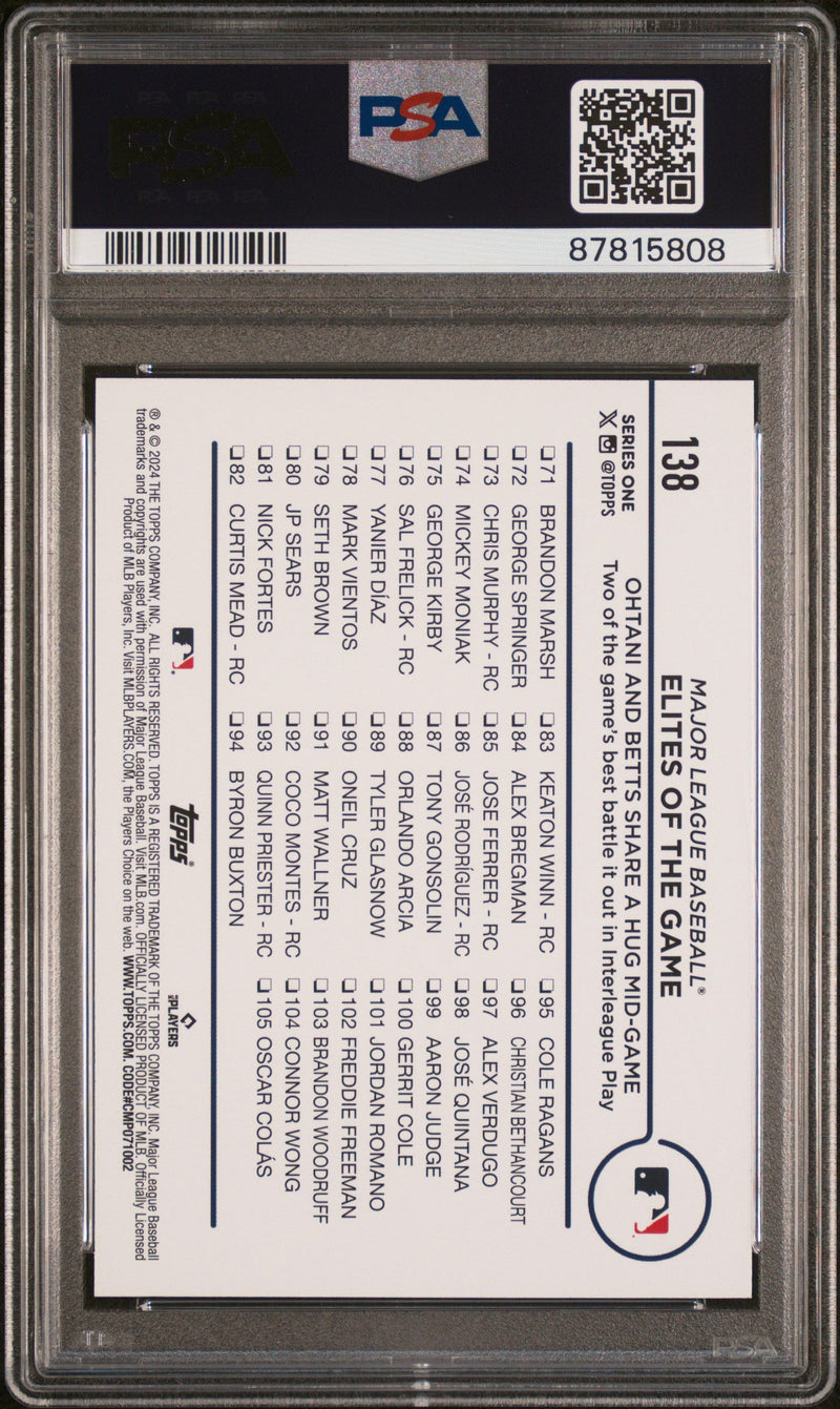 Graded 2024 Topps Ohtani/Betts Shohei Ohtani Mookie Betts #138 Baseball Card PSA 10 Gem Mint