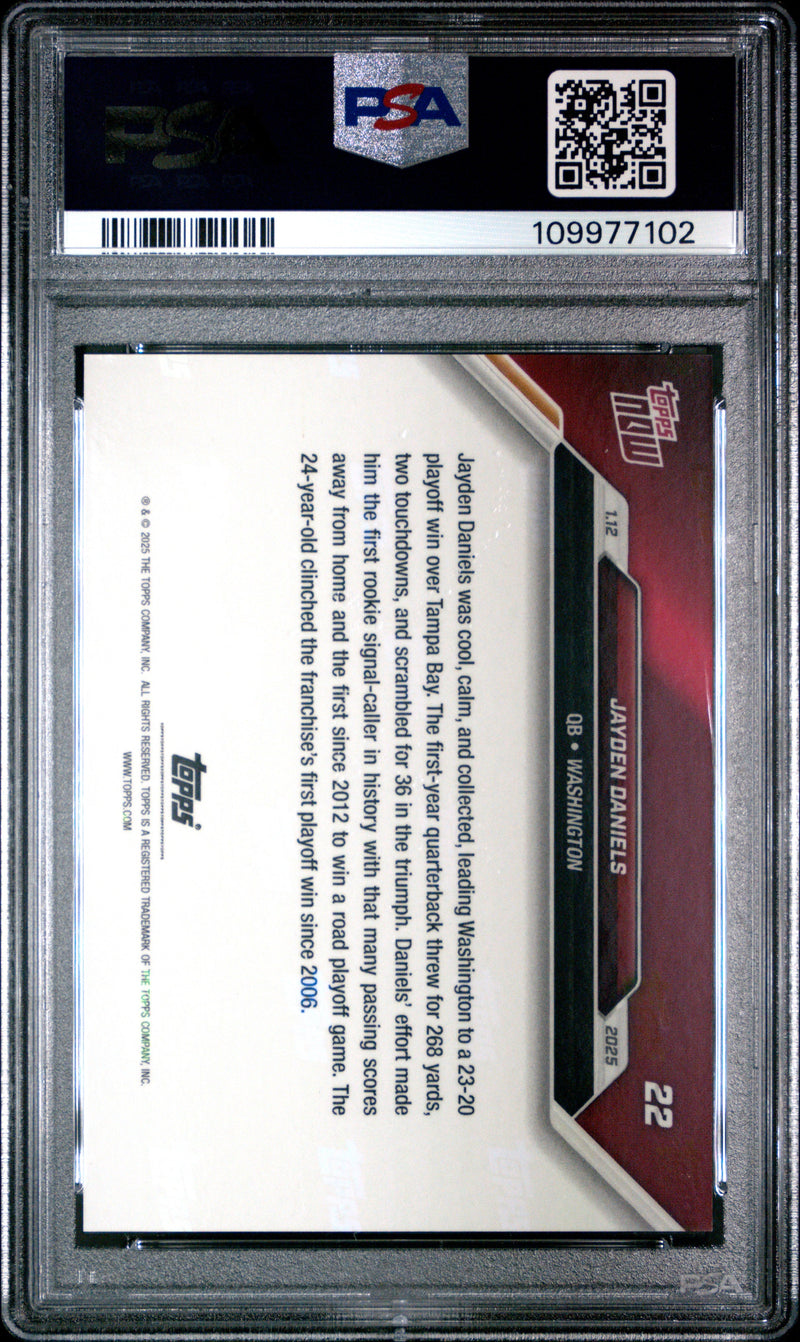 Graded 2024 Topps Now Jayden Daniels #22 Rookie RC Football Card PSA 10 Gem Mint