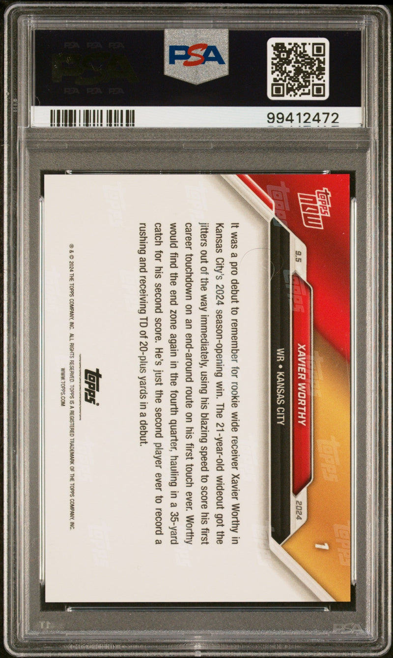 Graded 2024 Topps Now Xavier Worthy #1 Rookie RC Football Card PSA 10 Gem Mint