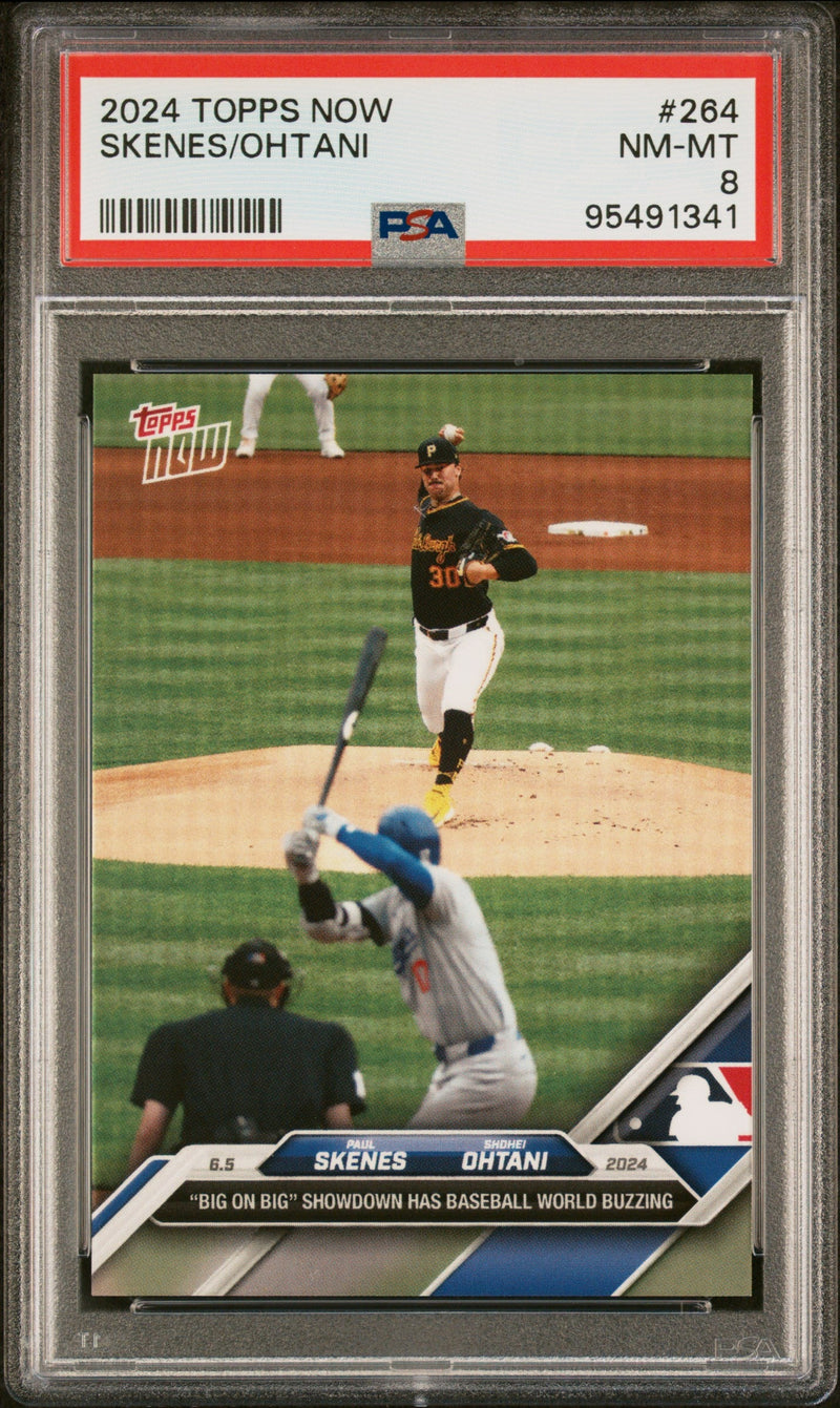 Graded 2024 Topps Now Paul Skenes/Shohei Ohtani #264 Baseball Card PSA 8 Near Mint