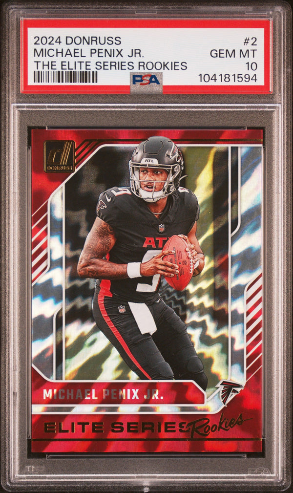 Graded 2024 Panini Donruss Michael Penix Jr #2 The Elite Series Rookies Rookie RC Football Card PSA 10 Gem Mint