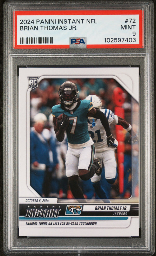 Graded 2024 Panini Instant NFL Brian Thomas Jr #72 Rookie RC Football Card PSA 9 Mint