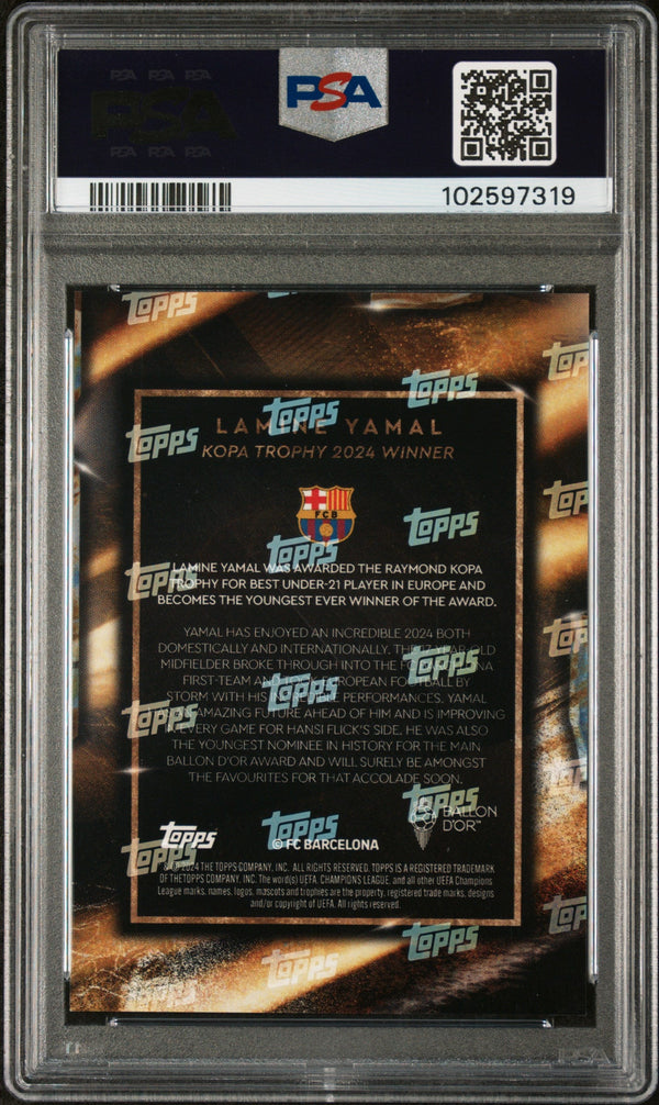 Graded 2024 Topps Now Ballon D'Or Trophy Winner Lamine Yamal Rookie RC Soccer Card PSA 9 Near Mint