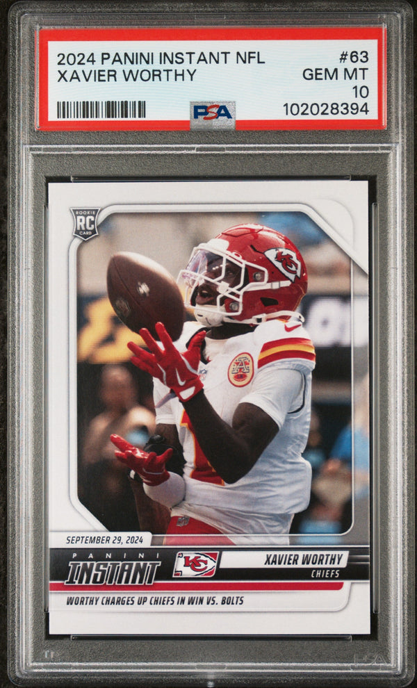 Graded 2024 Panini Instant NFL Xavier Worthy #63 Rookie RC Football Card PSA 10 Gem Mint