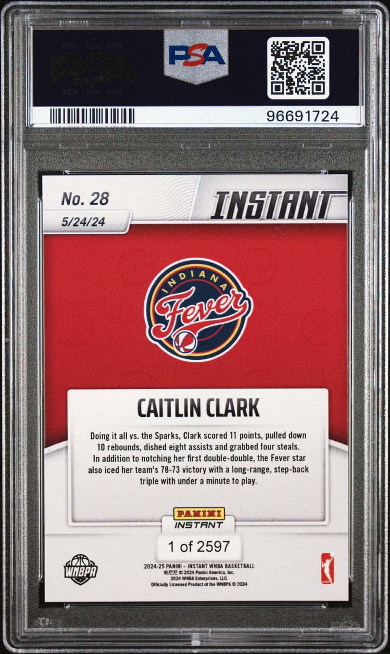Graded 2024 Panini Instant WNBA Caitlin Clark #28 Rookie RC Basketball Card PSA 10 Gem Mint