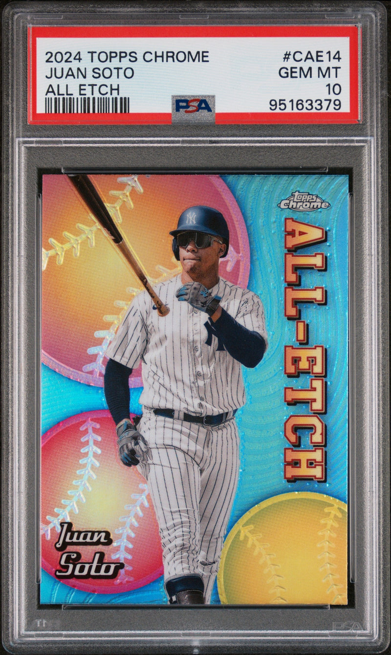 Graded 2024 Topps Chrome Juan Soto #CAE14 All Etch Baseball Card PSA 10 Gem Mint