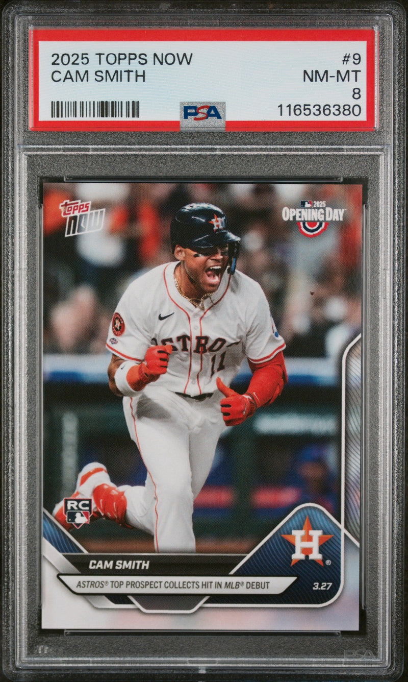Graded 2025 Topps Now Cam Smith #9 Rookie RC Baseball Card PSA 8 Near Mint