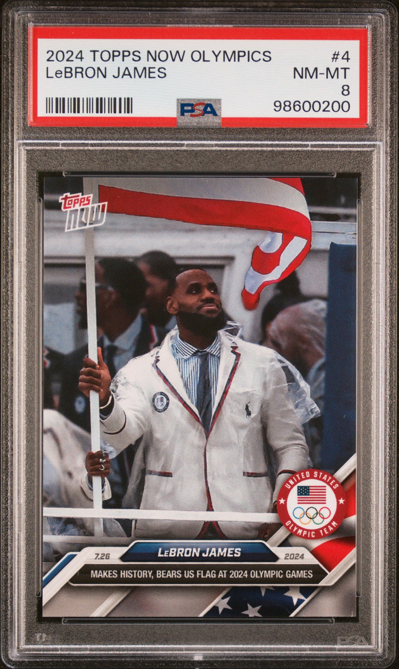 Graded 2024 Topps Now Olympics LeBron James #4 Basketball Card PSA 8 Near Mint