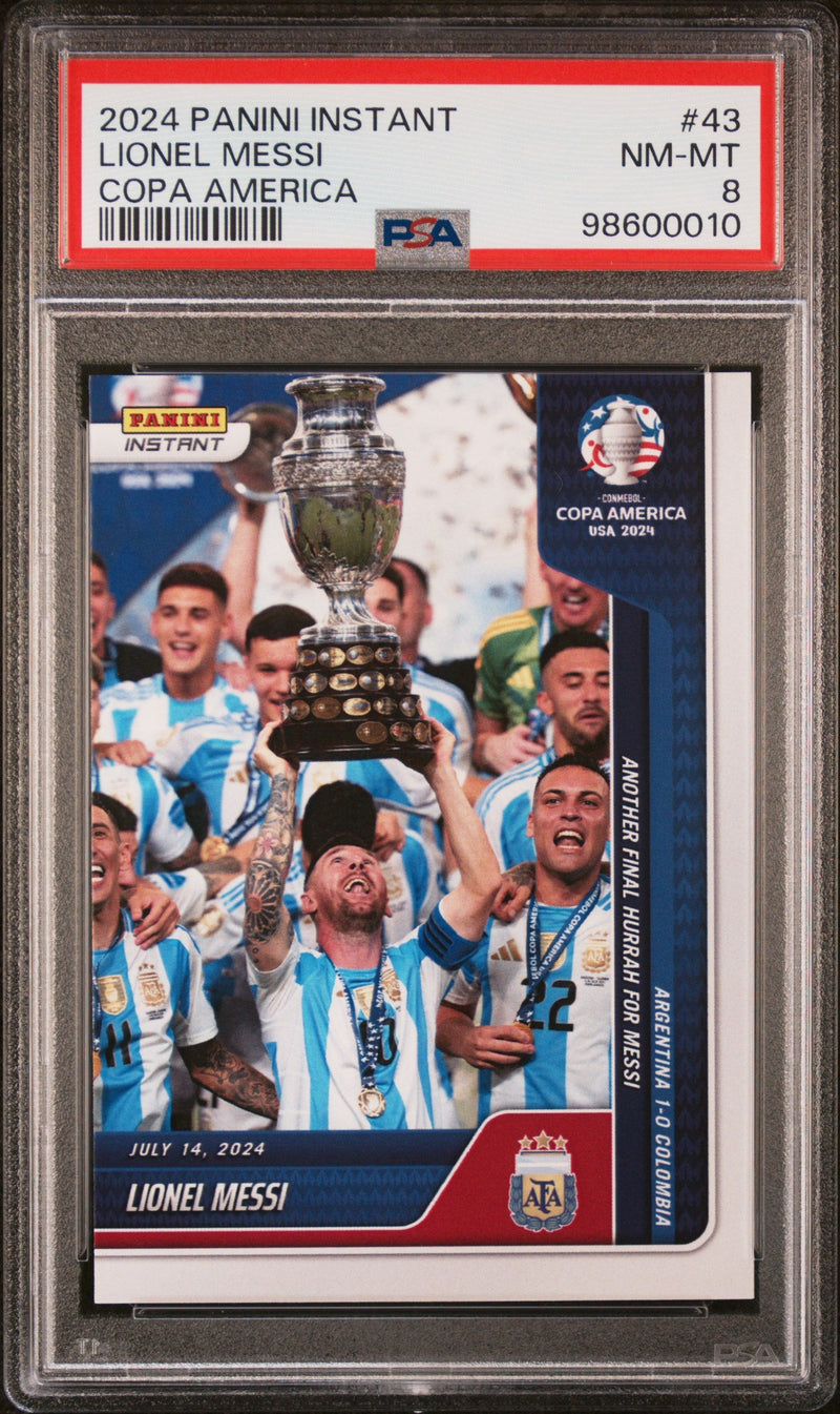 Graded 2024 Panini Instant Lionel Messi #43 Copa America Soccer Card PSA 8 Near Mint