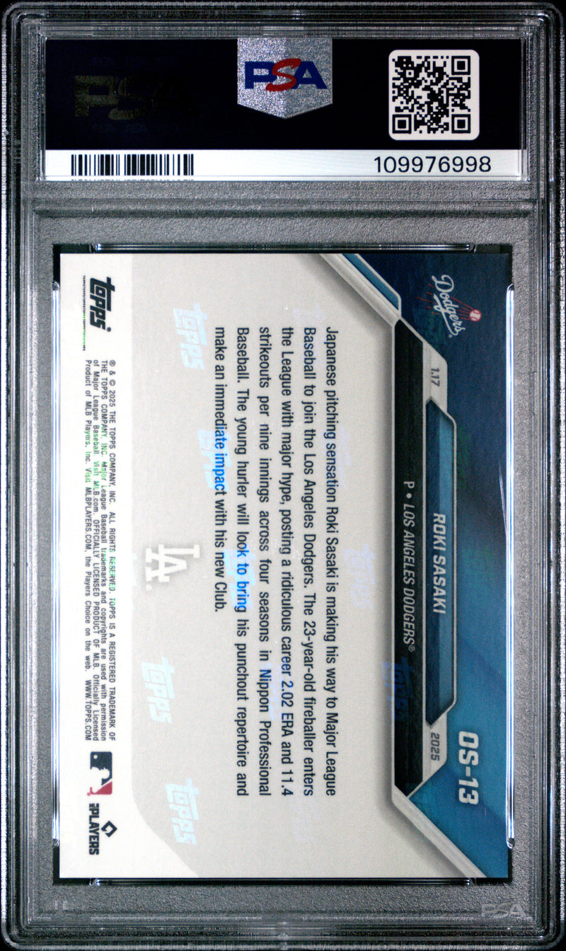 Graded 2024 Topps Now Roki Sasaki #OS13 Offseason Rookie RC Baseball Card PSA 8 Near Mint