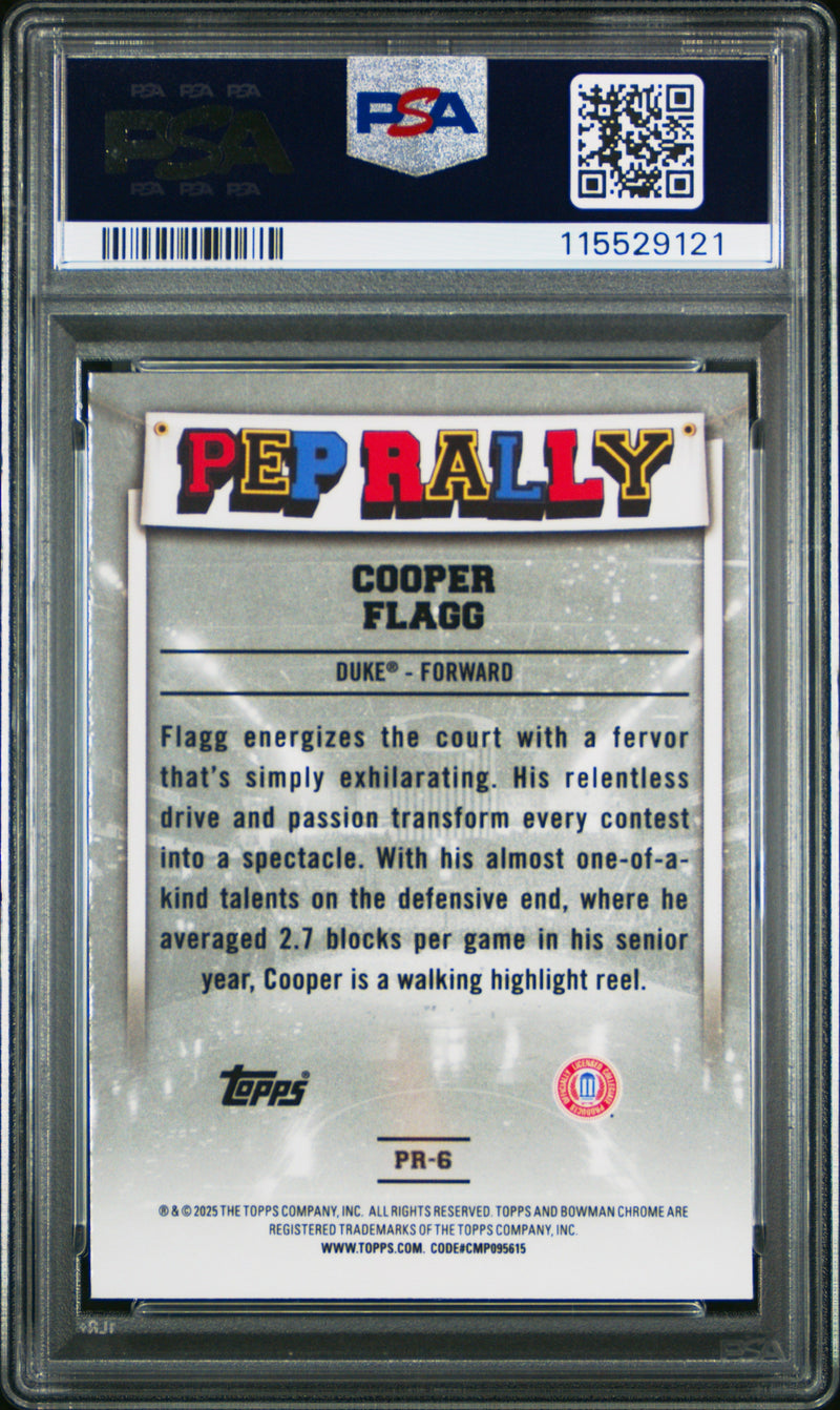 Graded 2024 Topps Bowman Chrome U Cooper Flagg #PR6 Pep Rally Rookie RC Basketball Card PSA 10 Gem Mint