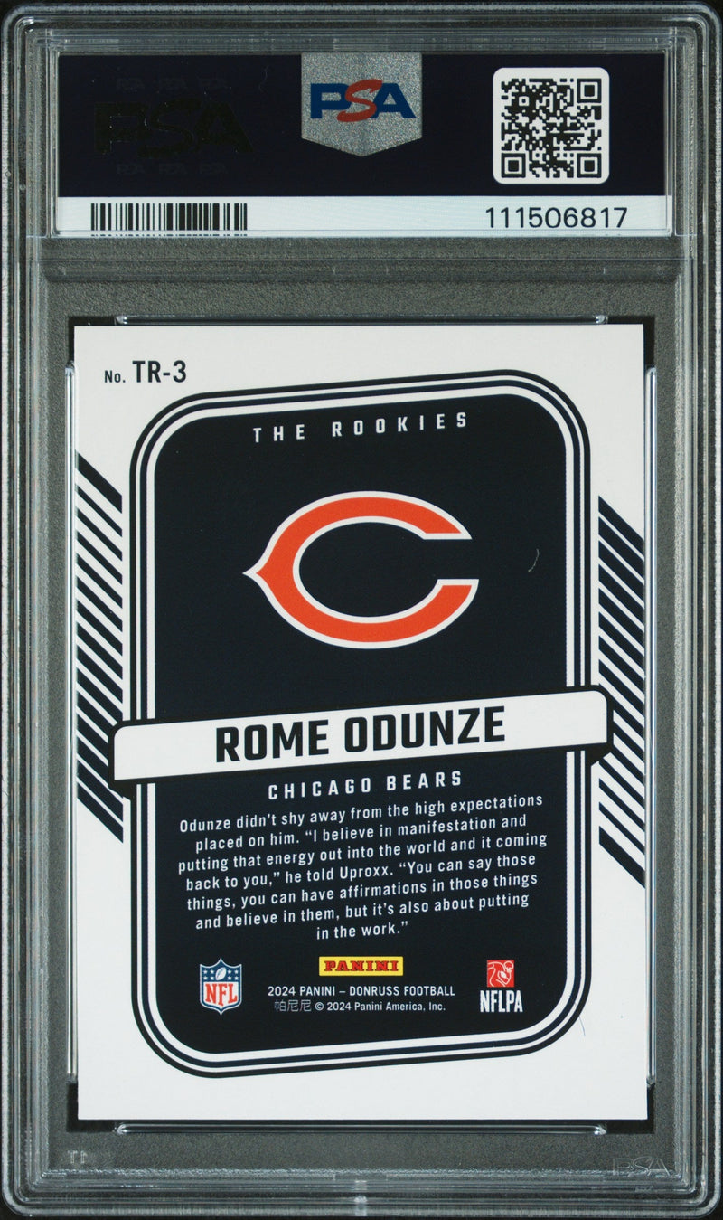 Graded 2024 Panini Donruss Rome Odunze #TR3 The Rookies Rookie RC Football Card PSA 10 Gem Mint