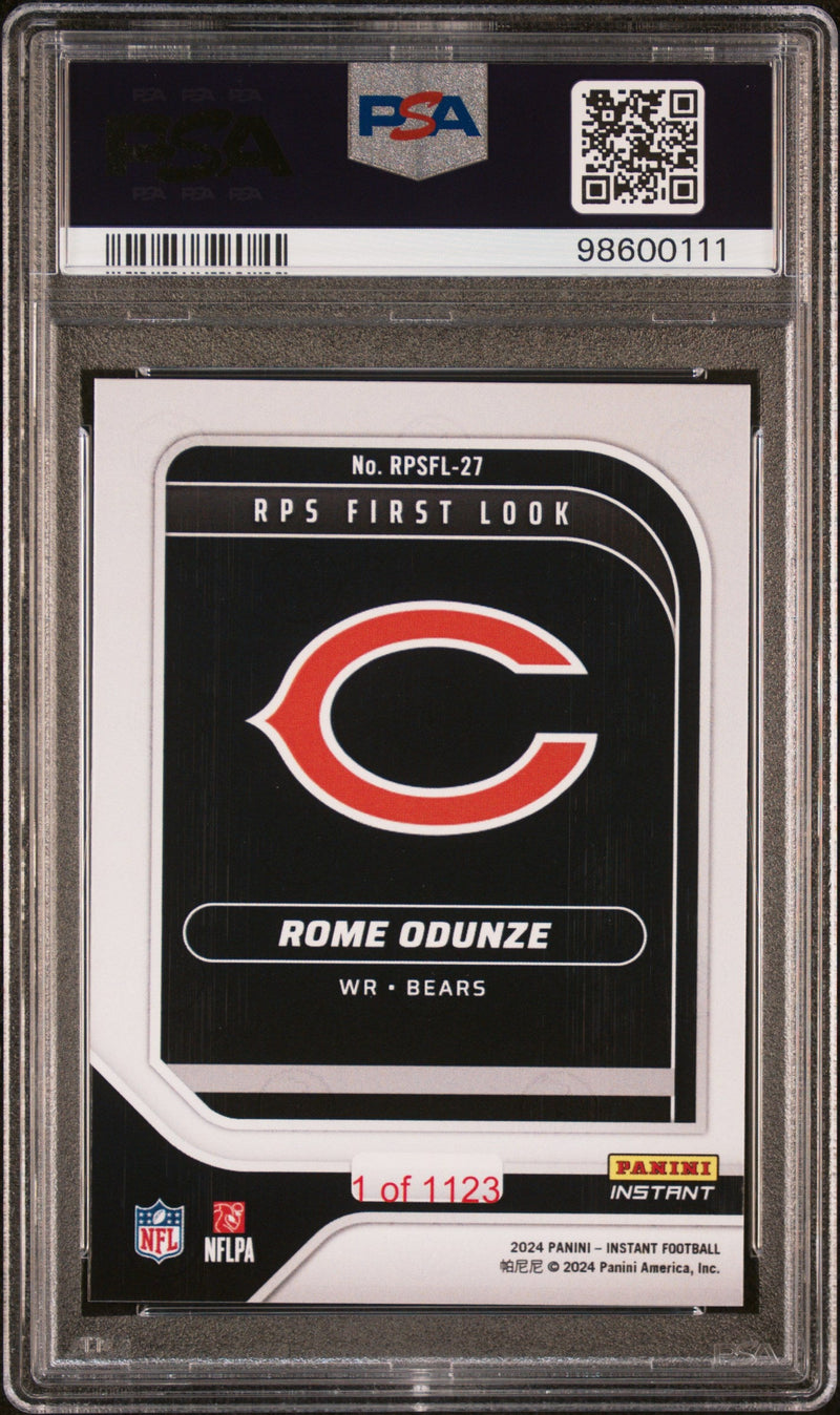 Graded 2024 Panini Instant NFL Rome Odunze #RPSFL27 RPS First Look Rookie RC Football Card PSA 8 Near Mint