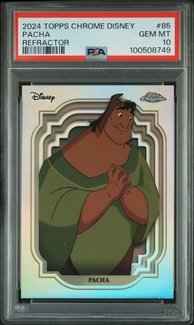 Graded 2024 Topps Chrome Disney Silver Refractor Pacha #85 Card PSA 10 Gem Mint
