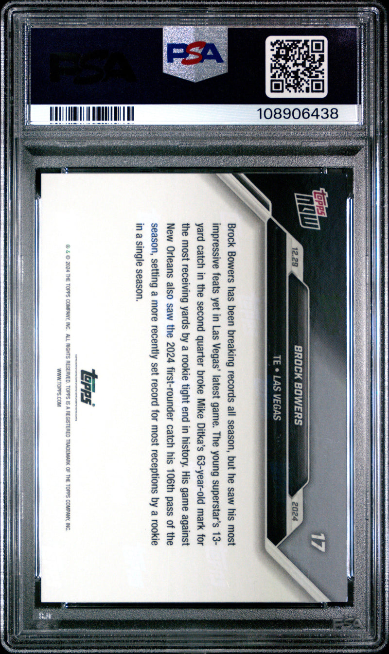 Graded 2024 Topps Now Brock Bowers #17 Rookie RC Football Card PSA 10 Gem Mint