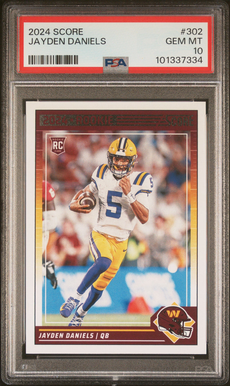 Graded 2024 Panini Score Jayden Daniels #302 Rookie RC Football Card PSA 10 Gem Mint
