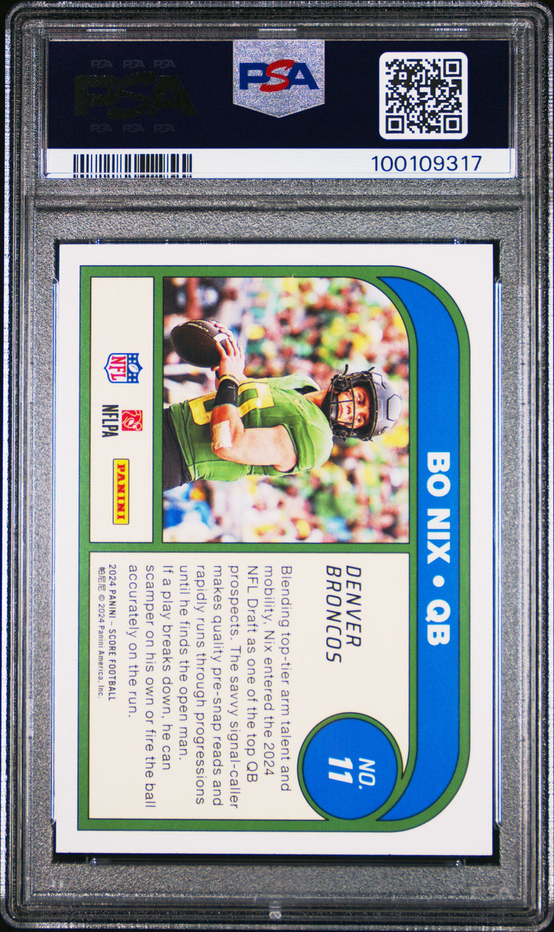 Graded 2024 Panini Score Bo Nix #11 Protential Rookie RC Football Card PSA 10 Gem Mint