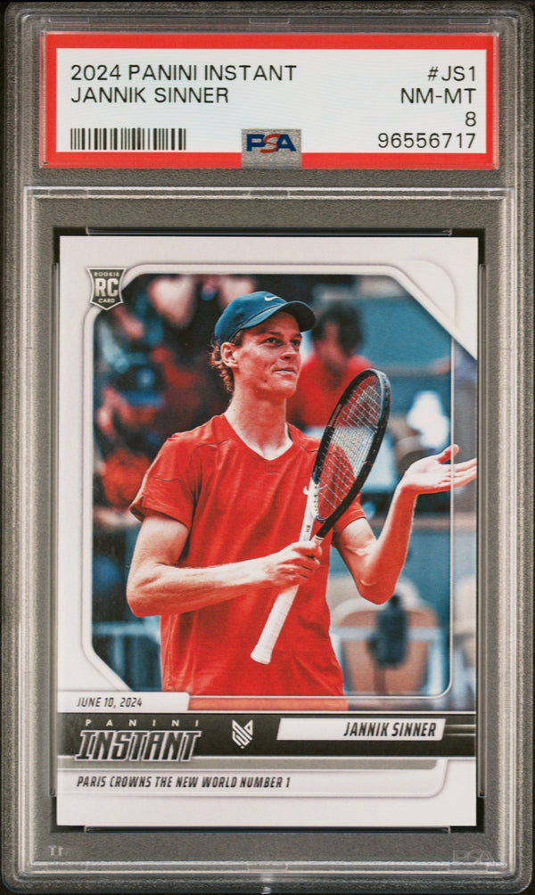 Graded 2024 Panini Instant Jannik Sinner #JS1 New World #1 Rookie RC Tennis Card PSA 8 Near Mint